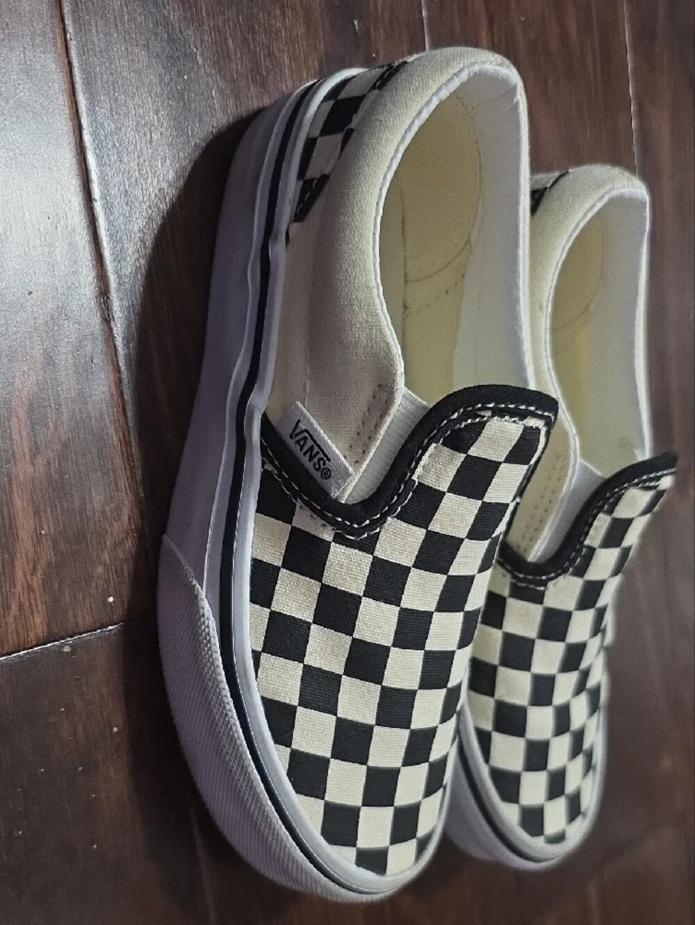 Vans Kids Black & White Checkerboard Slip-On Sneakers